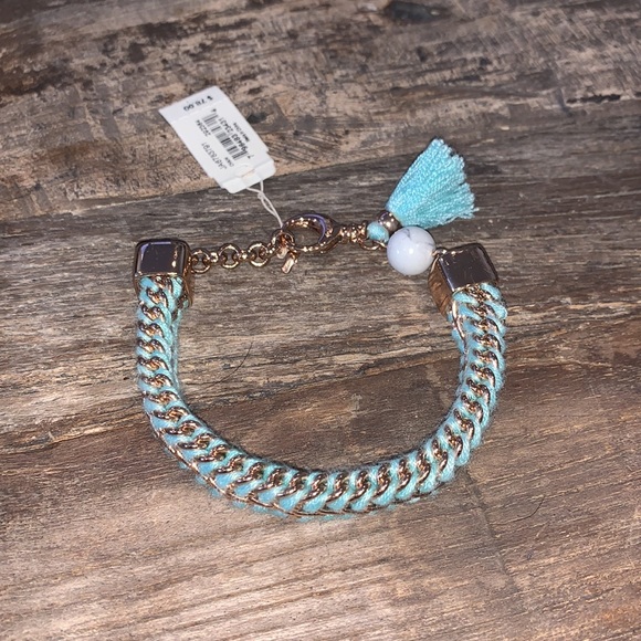 NEW Fossil Rose Gold Stainless Steel and Braided Turquoise Bracelet NWT - Picture 7 of 8